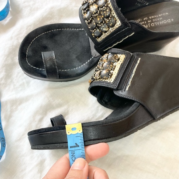 Donald J Palmer Black Beaded Wedge Platform Sandals - Picture 8 of 13